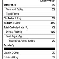 Nutrition facts label for 60 calorie seasoning.
