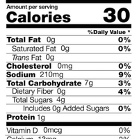 Nutrition facts for 1/4 cup (60g) serving.