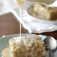 Bread pudding with vanilla sauce