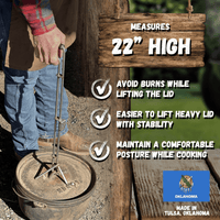 Here's an alt tag for the image: 22" high Dutch oven lid lifter.