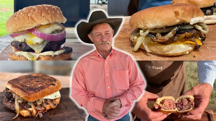 Delicious gourmet burgers, cowboy chef.