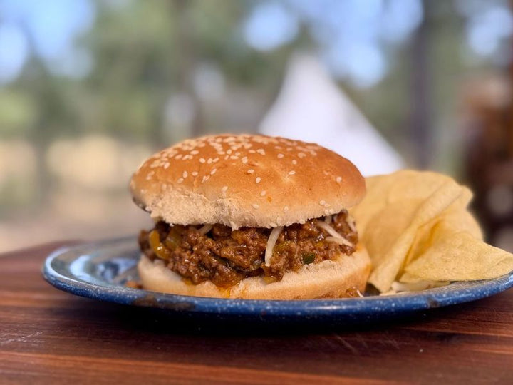 Wild West Sloppy Joes on a Blue Plate 