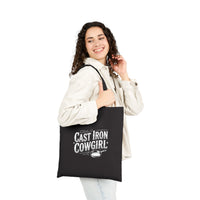 Cast Iron Cowgirl Black Cotton Canvas Tote Bag