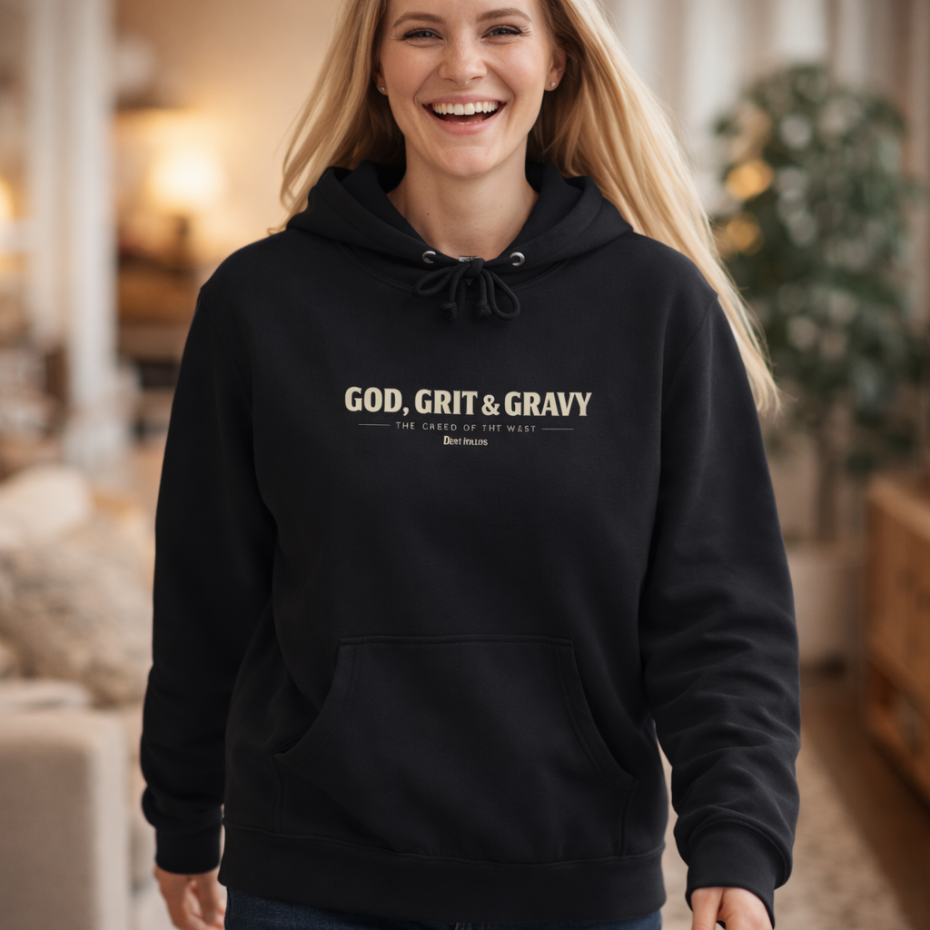 God, Grit, and Gravy Hoodie - Cowboy Kent Rollins