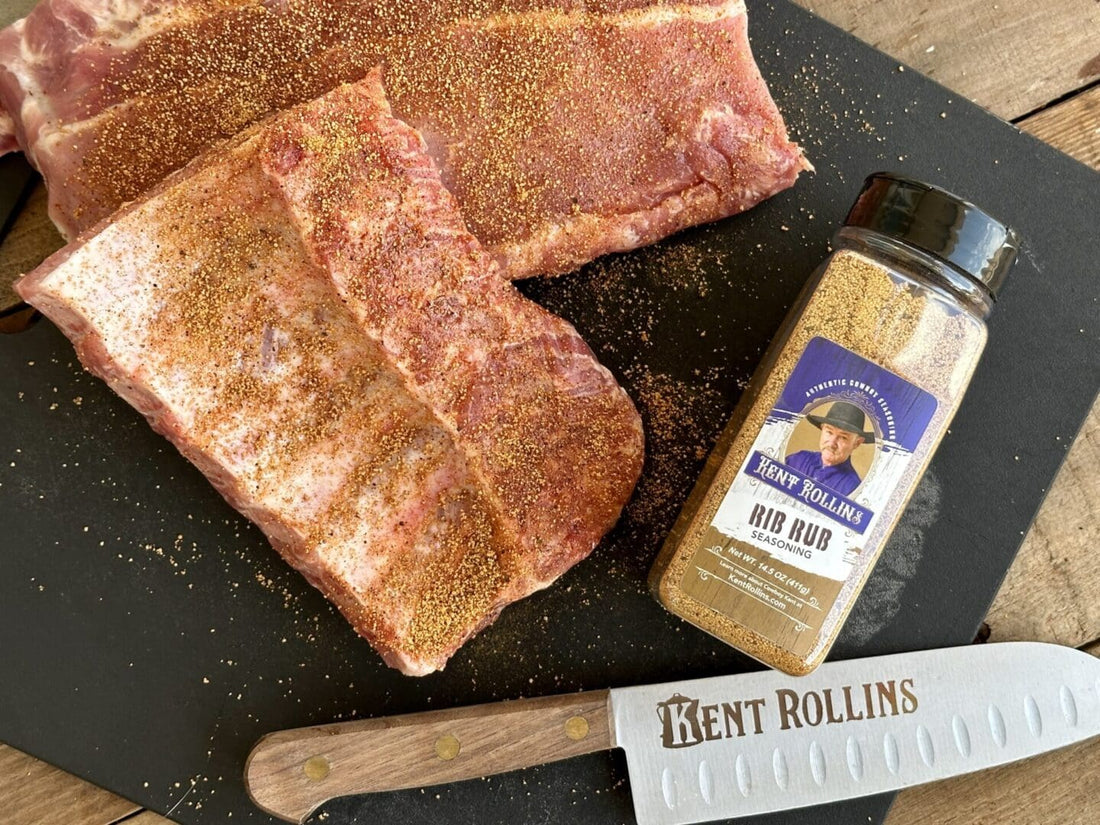 Seasoned pork ribs with Kent Rollins rub.