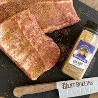 Seasoned pork ribs with Kent Rollins rub.