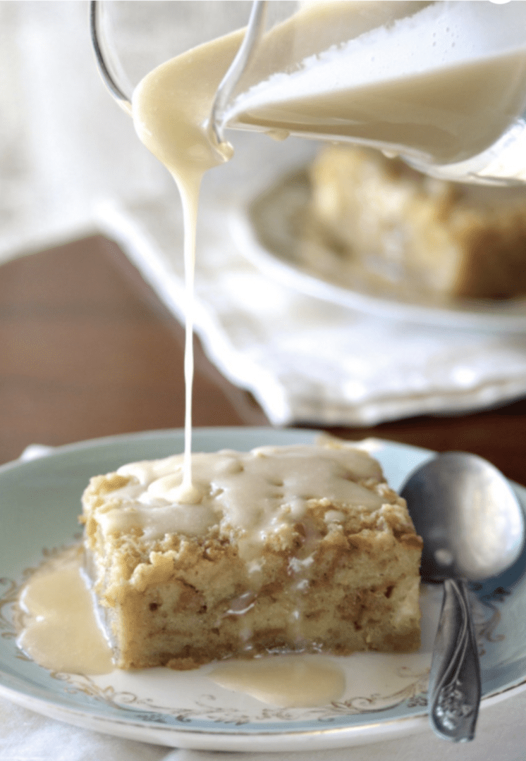 Bread pudding with vanilla sauce