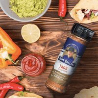 Kent Rollin's Taco Seasoning with ingredients.