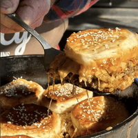 Cheesy, meaty biscuit bake in cast iron.