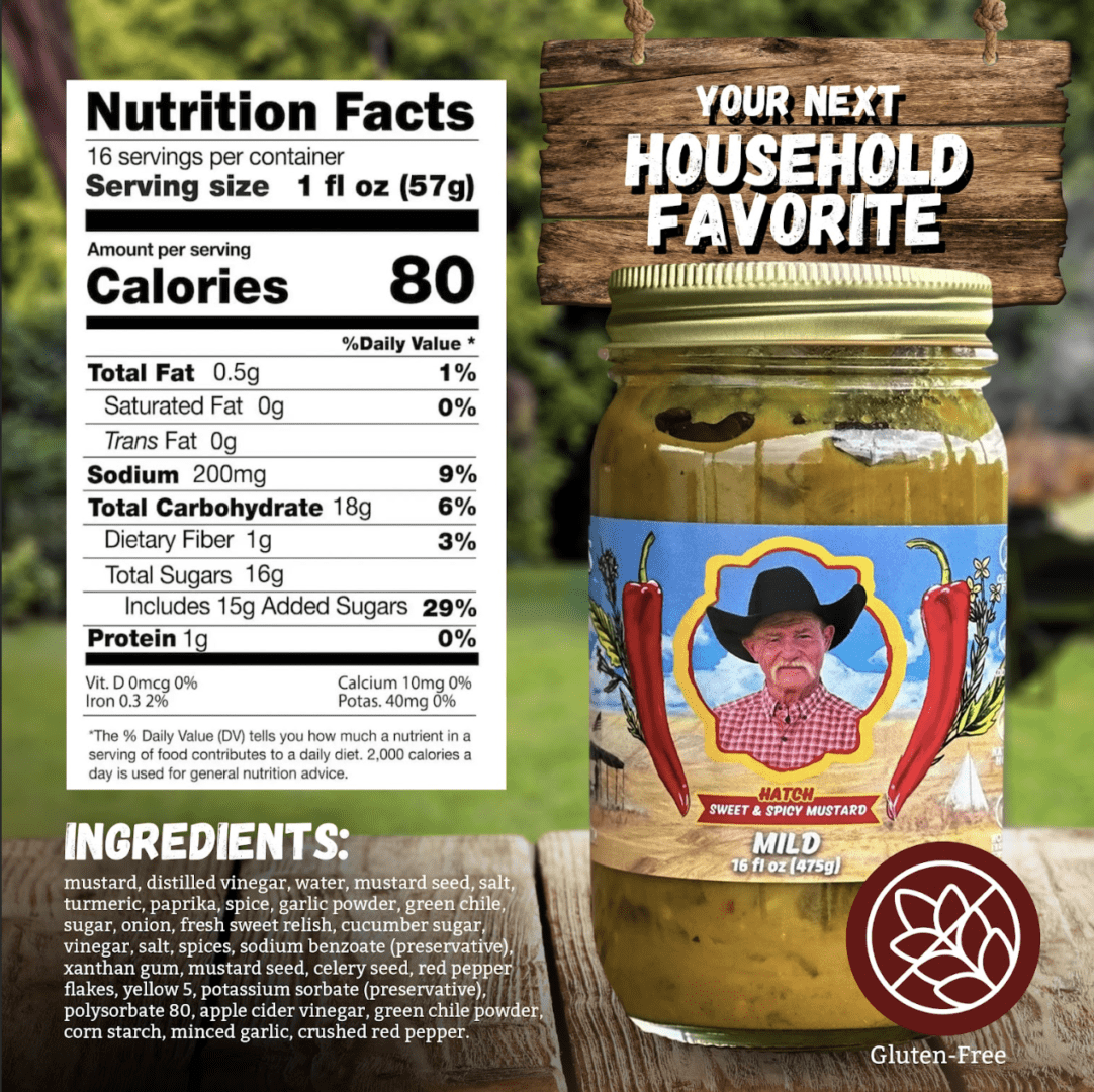 Mild Hatch sweet & spicy mustard, 16 oz.