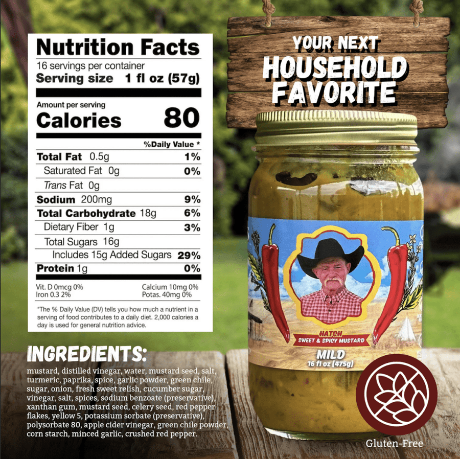 Mild Hatch sweet & spicy mustard, 16 oz.