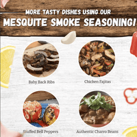 Mesquite smoked recipes: ribs, fajitas, peppers, beans.