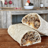 Two delicious beef burritos.
