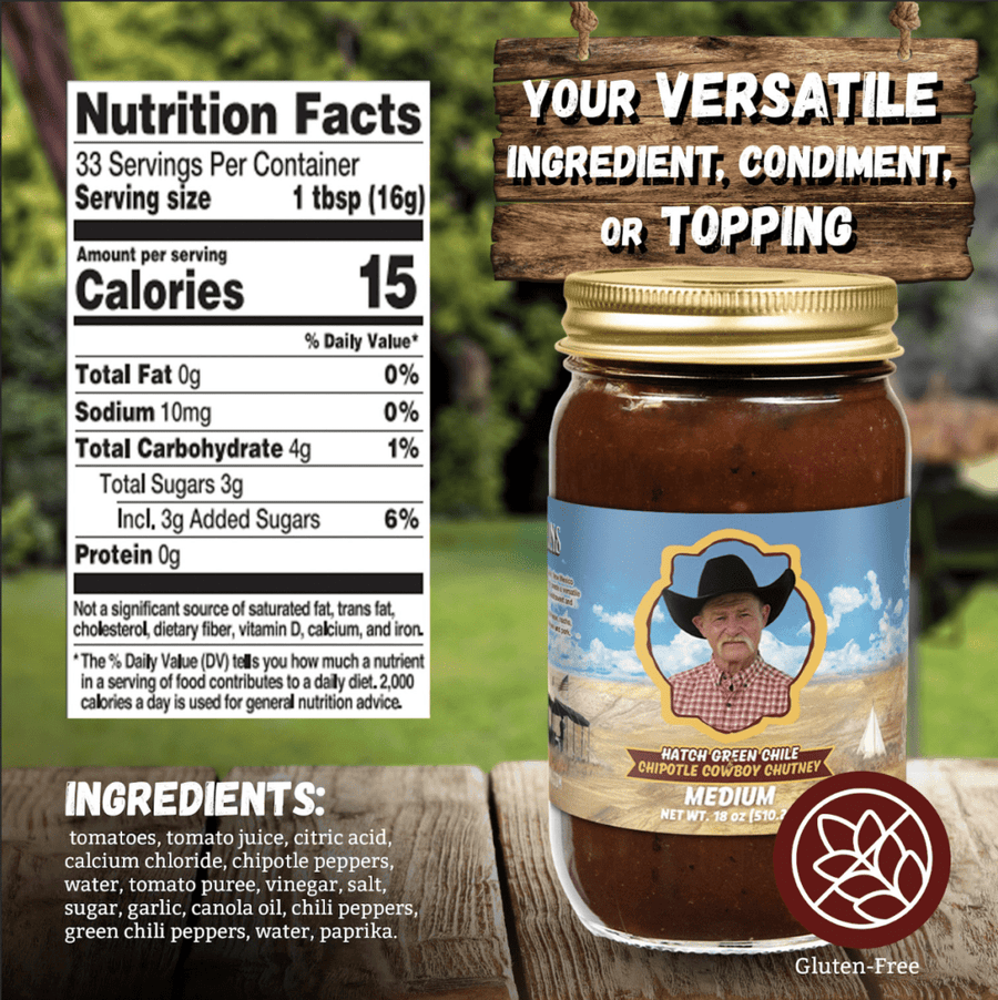 Hatch green chile chipotle chutney label.