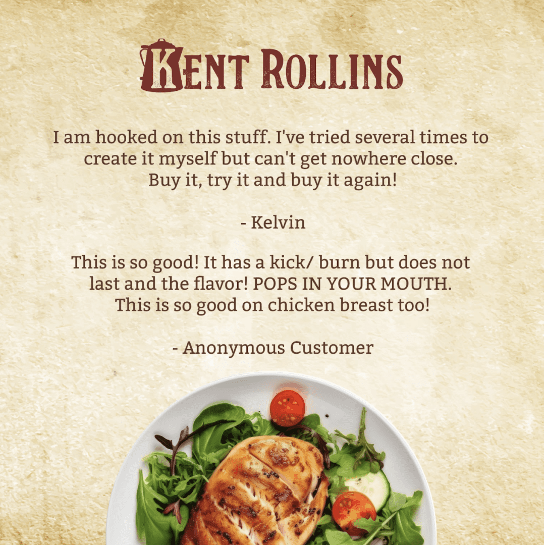 Delicious chicken breast with Kent Rollins seasoning.
