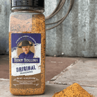 Kent Rollin's Original Seasoning in jar and on ground.