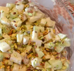 Apple, celery, and pistachio salad.