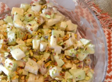 Apple, celery, and pistachio salad.