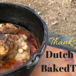 Dutch oven baked turkey for Thanksgiving.