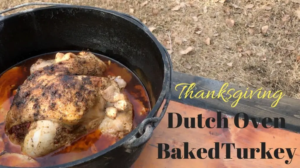 Dutch oven baked turkey for Thanksgiving.