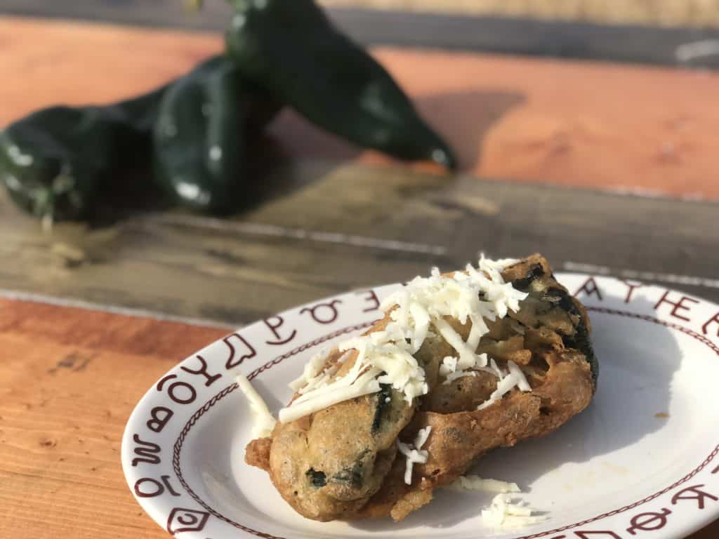 Fried poblano pepper with cheese.