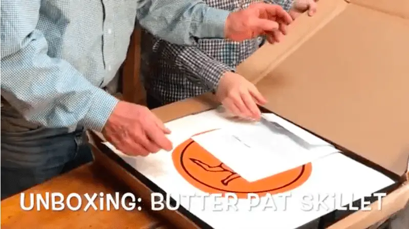 Unboxing a butter pat skillet.