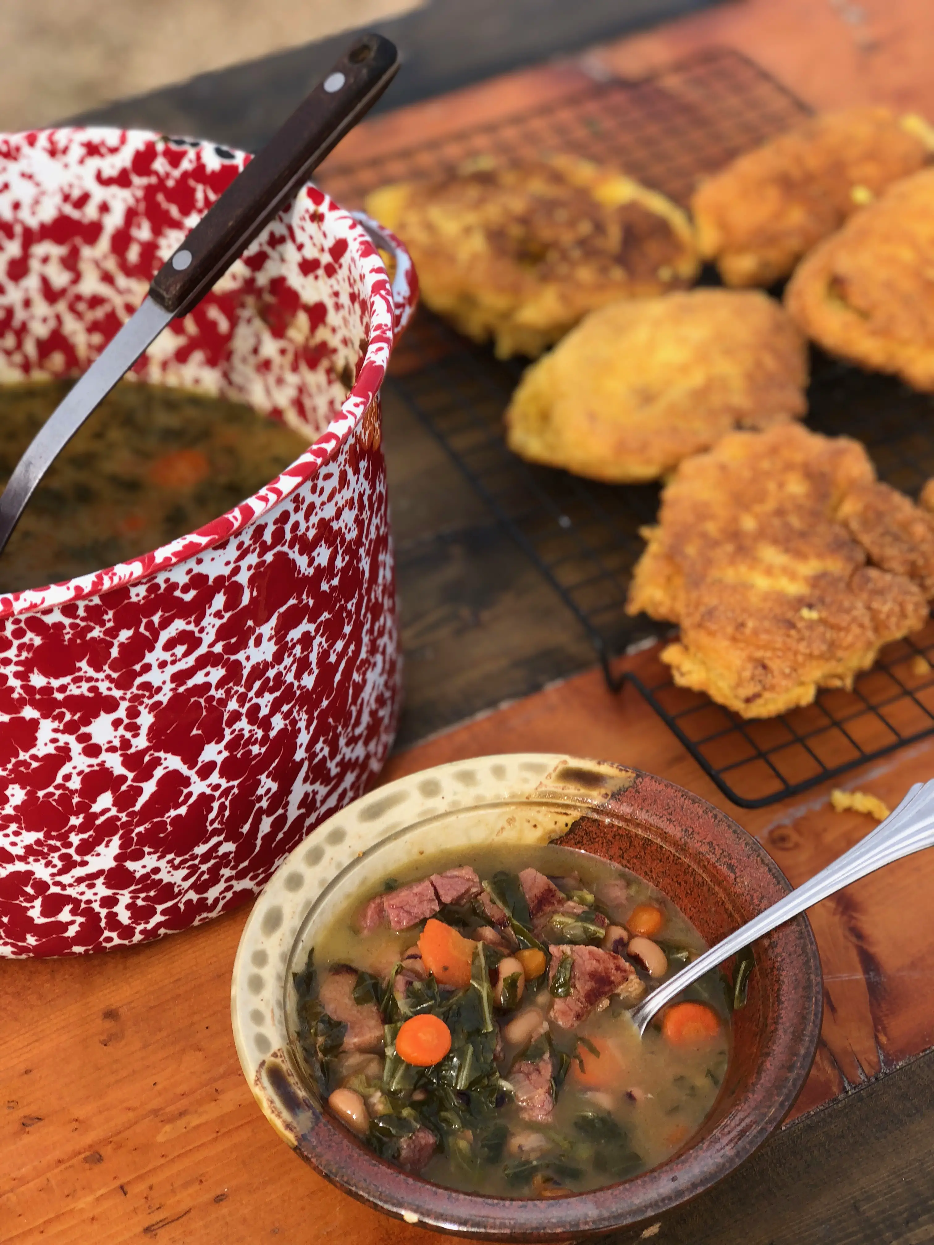 New Years Collard Green Soup - With Bacon Cornbread | Kent Rollins