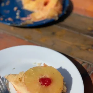 A slice of pineapple upside-down cake.