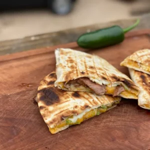 Grilled quesadillas with steak and cheese.