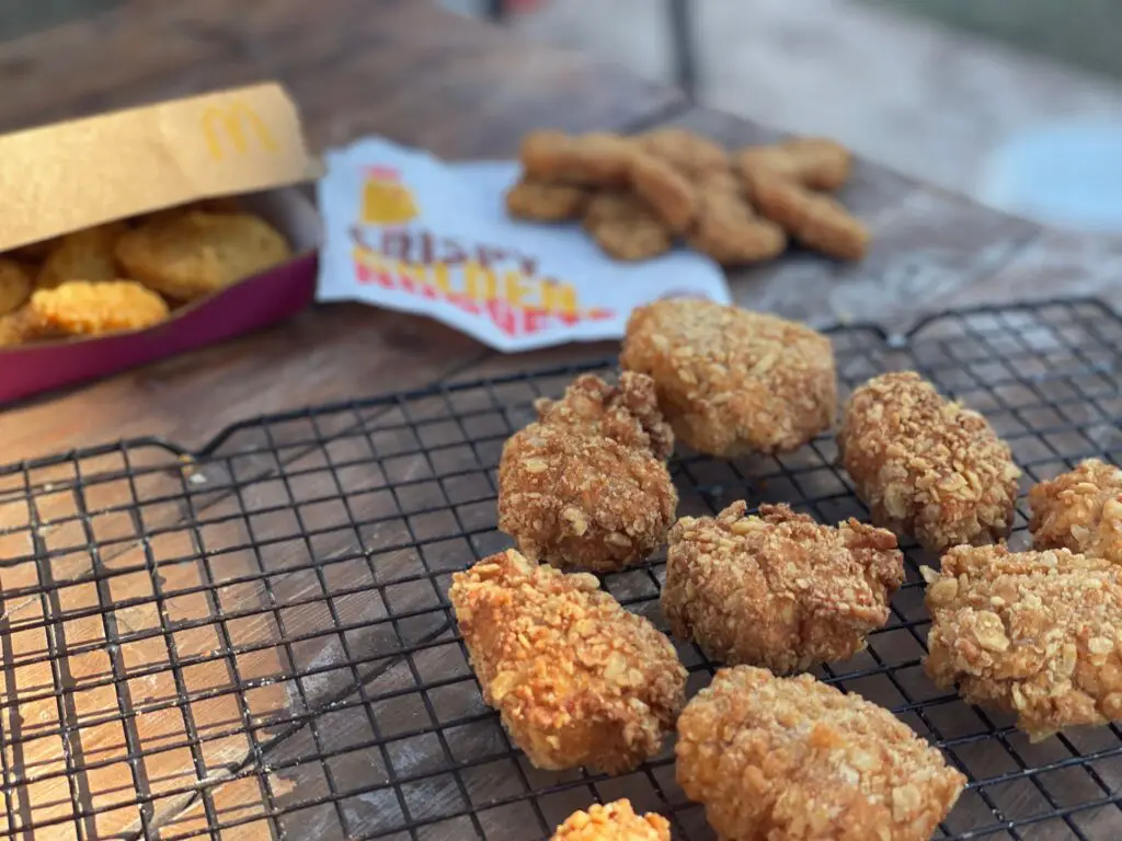 A close up of some food on a grill