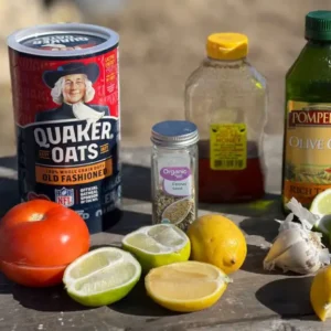 A table with some food and condiments on it