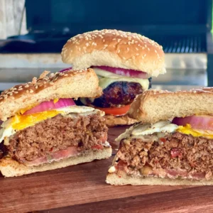 A close up of three sandwiches on a table