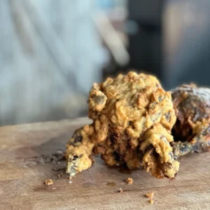 A close up of some food on top of a wooden table