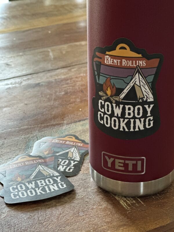 Cowboy cooking logo on a Yeti tumbler.