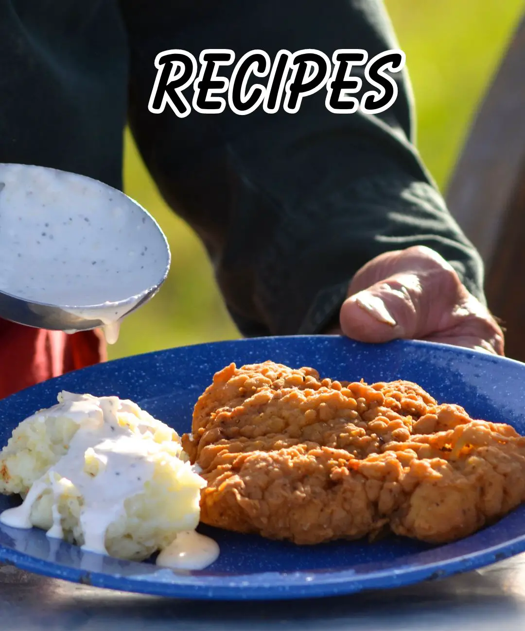 Fried chicken, mashed potatoes, and gravy.