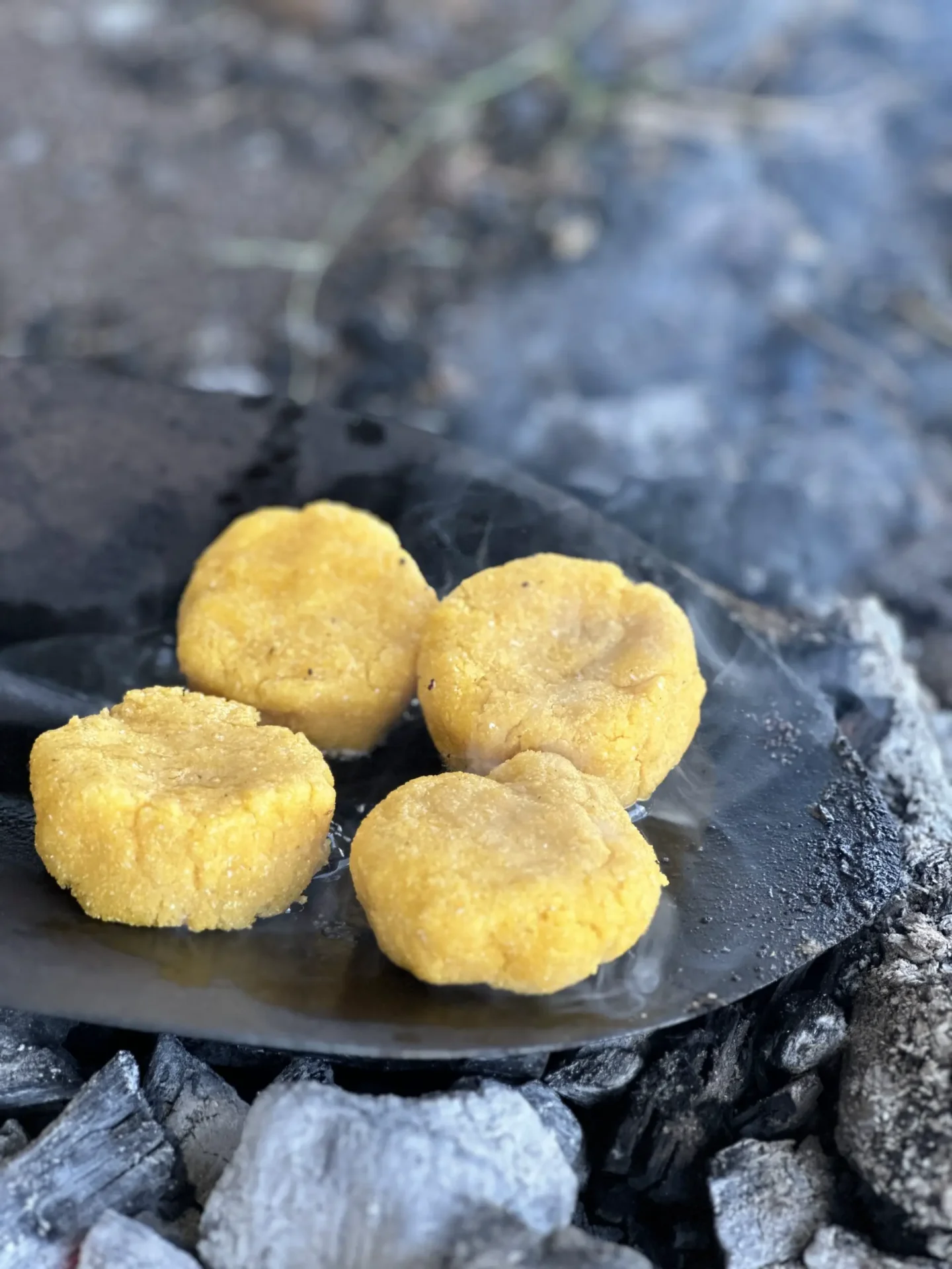 A plate of food on the grill.