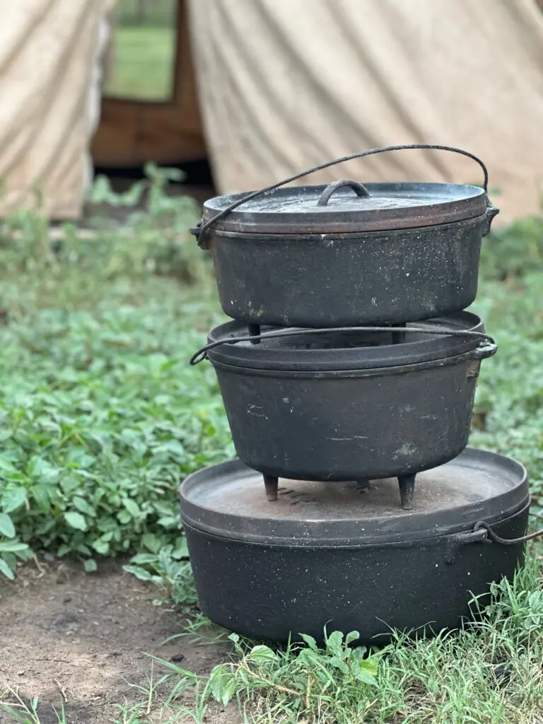 Kent Rollins stacked dutch ovens
