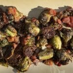 Roasted brussels sprouts with bacon and parmesan.