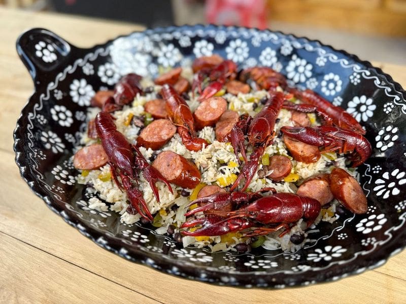 crawfishanddirtyrice Cowboy Kent Rollins x meathead = dirty rice with crawfish