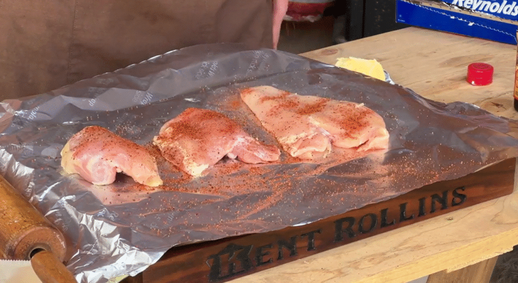 Chicken on foil, with mesquite seasoning