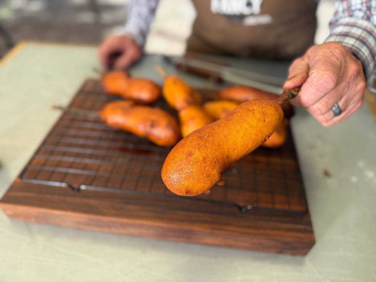 Cowboy Kent Rollins' Bacon Wrapped Jalapeno Cheddar Corn Dog