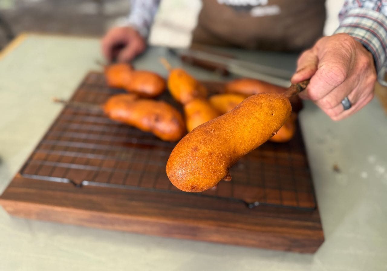 Cowboy Kent Rollins' Bacon Wrapped Jalapeno Cheddar Corn Dog